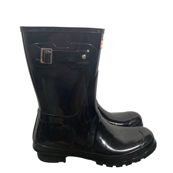 Hunter Women's Original wellies Short Gloss Rain Boots Black NWOT Size 10 - Picture 8 of 12